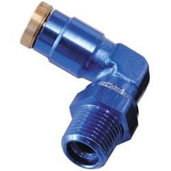 1/8" NPT 90 DEGREE TO 3/16" 120 SERIES NYLON BLUE FITTING