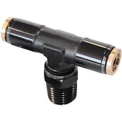 1/8" NPT TEE TO 2 X 3/16" 120 SERIES NYLON BLACK FITTING