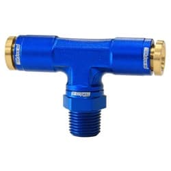 1/8" NPT TEE TO 2 X 1/4" 120 SERIES NYLON BLUE FITTING