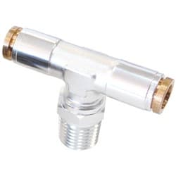 1/4" NPT TEE TO 2 X 1/4" 120 SERIES NYLON SILVER FITTING