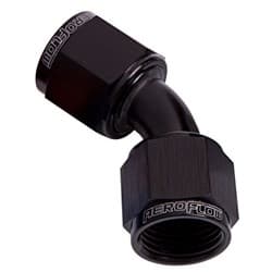 45 DEG FEMALE FLARE -20AN BLACK SWIVEL UNION
