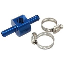 INLINE PRESSURE GAUGE ADAPTER 3/8" BARBS W/ 1/8" NPT, BLUE