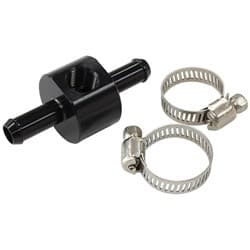 INLINE PRESSURE GAUGE ADAPTER 3/8" BARBS W/ 1/8" NPT, BLACK