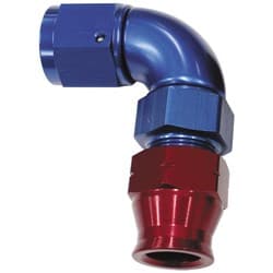 1/4" TUBE 90 deg female -4AN BLUE SWIVEL NUT WITH OLIVE