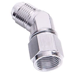 45 DEG FEMALE - MALE -6AN SILVER SWIVEL NUT