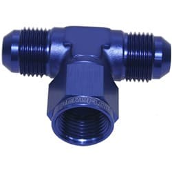AN TEE -4AN FEMALE NUT BLUE SWIVEL NUT ON SIDE