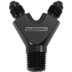 1/4" NPT Y BLOCK TO 2 x -3AN MALE FITTINGS NITROUS NOS BLAC