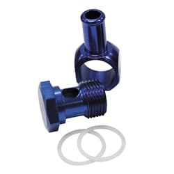 EDELBROCK CARB INLET BANJO BLUE 5/8-20 TO MALE 3/8 BARB