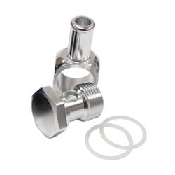 EDELBROCK CARB INLET BANJO SILVER 5/8-20 TO MALE 3/8 BARB