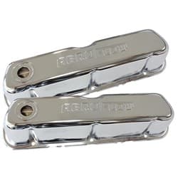 STEEL VALVE COVERS, SBF CHROME WITH AEROFLOW LOGO