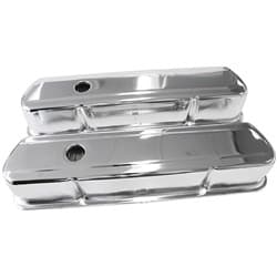 STEEL VALVE COVERS, 253 308 TALL, CHROME WITHOUT LOGO