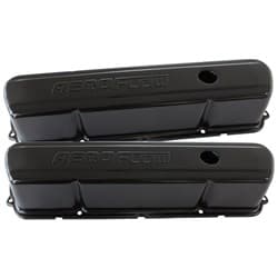 STEEL VALVE COVERS, 253 308 BLACK WITH AEROFLOW LOGO