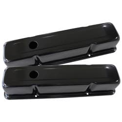 STEEL VALVE COVERS, SBC TALL BLACK WITHOUT LOGO