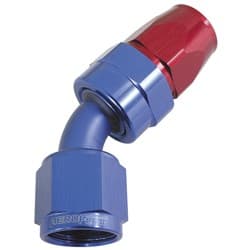ALLOY 45 DEG HOSE END -6AN BLUE FULL SWIVEL SUIT TEFLON