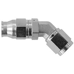 STEEL 45 DEG HOSE END -6AN STEEL FULL SWIVEL SUIT TEFLON