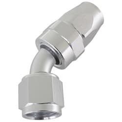 ALLOY 45 DEG HOSE END -8AN SILVER FULL SWIVEL SUIT TEFLON