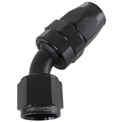 ALLOY 45 DEG HOSE END -10AN BLACK FULL SWIVEL SUIT TEFLON
