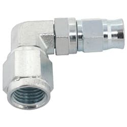 STEEL 90 DEG HOSE END -4AN B-NUT TO -3AN TEFLON HOSE ZINC