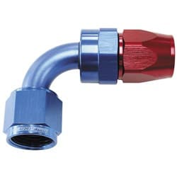 ALLOY 90 DEG HOSE END -4AN BLUE FULL SWIVEL SUIT TEFLON