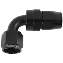 ALLOY 90 DEG HOSE END -20AN BLACK FULL SWIVEL SUIT TEFLON
