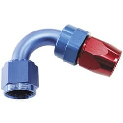 ALLOY 120 DEG HOSE END -4AN BLUE FULL SWIVEL SUIT TEFLON