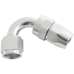 ALLOY 120 DEG HOSE END -4AN SILVER FULL SWIVEL SUIT TEFLON
