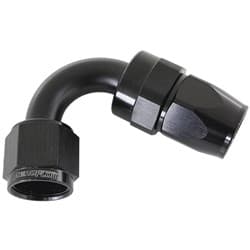 ALLOY 120 DEG HOSE END -10AN BLACK FULL SWIVEL SUIT TEFLON