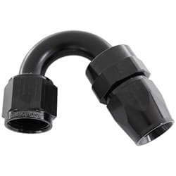 ALLOY 150 DEG HOSE END -6AN BLACK FULL SWIVEL SUIT TEFLON