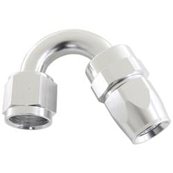ALLOY 150 DEG HOSE END -8AN SILVER FULL SWIVEL SUIT TEFLON