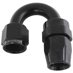 ALLOY 180 DEG HOSE END -4AN BLACK FULL SWIVEL SUIT TEFLON