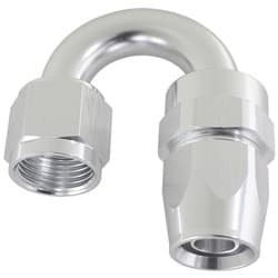 ALLOY 180 DEG HOSE END -6AN SILVER FULL SWIVEL SUIT TEFLON