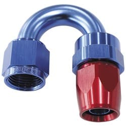 ALLOY 180 DEG HOSE END -16AN BLUE FULL SWIVEL SUIT TEFLON