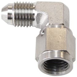 S/S 90 DEG FEMALE - MALE -4AN STAINLESS STEEL SWIVEL NUT