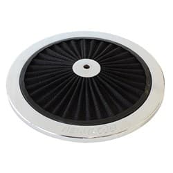 9" CHROME FULL FLOW TOP PLATE BLACK COTTON HI FLOW & FILTRAT