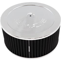 11" X 5"  AIR CLEANER ASSY 5-1/8" FLAT BASE CHROME COTTON Aeroflow - AF 2851-1190