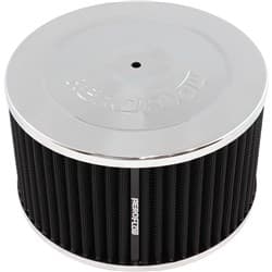 7" X 4"  AIR CLEANER ASSY 5-1/8" FLAT BASE CHROME COTTON Aeroflow - AF 2851-1335