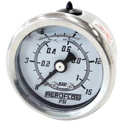 1-1/2" 0-15 PSI LIQ FILL GAUGEWHITE FACE BLACK POINTER