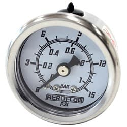 1-1/2" 0-15 PSI PRESSURE GAUGEWHITE FACE BLACK POINTER