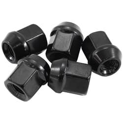 1/2"-20 ACORN SHORT OPEN WHEEL NUTS BLACK (5 PACK)