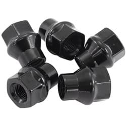 1/2"-20 CONICAL ET OPEN WHEEL NUTS BLACK (5 PACK)