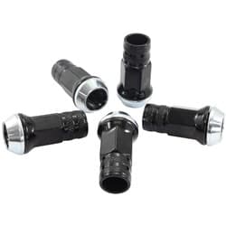 M12 X 1.50mm ACORN LONG OPEN WHEEL NUTS BLACK (5 PACK)