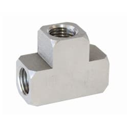 S.S FEMALE TEE 3/8"-24 INVERTED SEAT X 2 AND 1/8"-27 NPT X 1