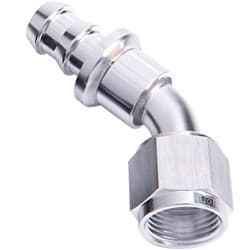 45 DEG PUSH LOCK END -4AN SILVER NO CLAMP REQUIRED