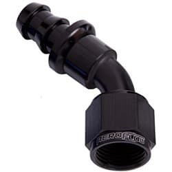 45 DEG PUSH LOCK END -10AN BLACK NO CLAMP REQUIRED