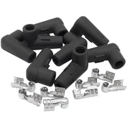 LOW PROFILE 90 DEG SPARK PLUG 8 BOOTS & 8 TERMINALS BLACK