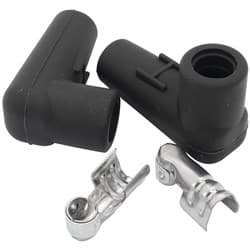 LOW PROFILE 90 DEG SPARK PLUG 2 BOOTS & 2 TERMINALS BLACK