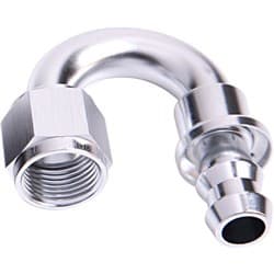 180 DEG PUSH LOCK END -6AN SILVER NO CLAMP REQUIRED
