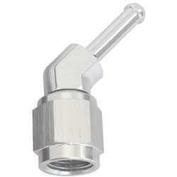 FEMALE -4AN 45 DEG TO 3/16" BARB SILVER WITH TUBE NUT