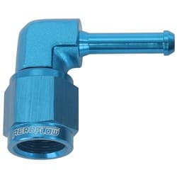 FEMALE -4AN 90 DEG TO 3/16" BARB BLUE WITH TUBE NUT