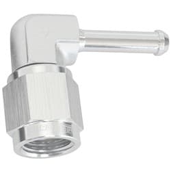 FEMALE -4AN 90 DEG TO 3/16" BARB SILVER WITH TUBE NUT